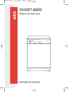 Manual AEG FAVORIT 40600 Máquina de lavar louça