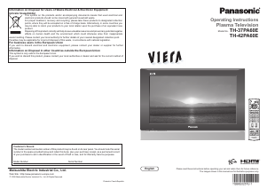 Manual Panasonic TH-37PA60E Viera Plasma Television