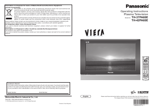 Bruksanvisning Panasonic TH-37PA60E Viera Plasma TV