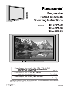 Bruksanvisning Panasonic TH-42PA20UP Plasma TV