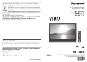 Bedienungsanleitung Panasonic TH-37PV71F Viera Plasma fernseher