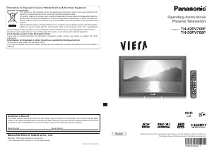 Manual Panasonic TH-42PV700F Viera Plasma Television