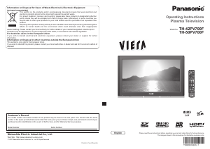 Bruksanvisning Panasonic TH-42PV700F Viera Plasma TV
