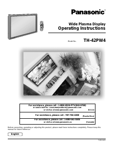 Manual Panasonic TH-42PW4UZ Plasma Television