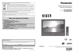 Manual Panasonic TH-42PV7EY Viera Plasma Television