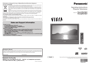Bruksanvisning Panasonic TH-37PV7EY Viera Plasma TV