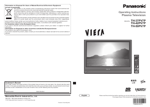 Manual Panasonic TH-37PV7P Viera Plasma Television