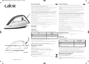 Mode d’emploi Calor FS4020 EasyDry Fer à repasser