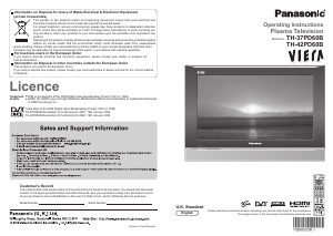 Bruksanvisning Panasonic TH-42PD60B Viera Plasma TV
