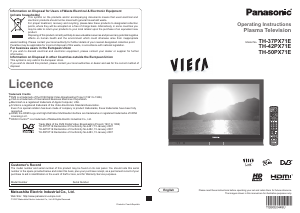 Manual Panasonic TH-37PX71E Viera Plasma Television