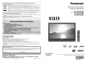 Manual Panasonic TH-37PX70B Viera Plasma Television