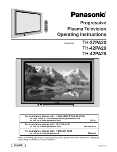 Manual Panasonic TH-37PA20UP Plasma Television