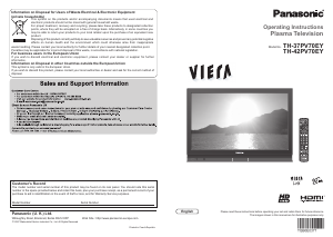 Bruksanvisning Panasonic TH-42PV70EY Viera Plasma TV
