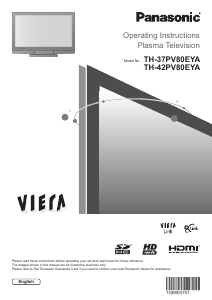 Bruksanvisning Panasonic TH-42PV80EYA Viera Plasma TV