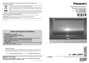 Bruksanvisning Panasonic TH-37PA60EY Viera Plasma TV
