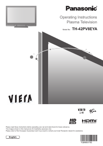 Bruksanvisning Panasonic TH-42PV8EYA Viera Plasma TV