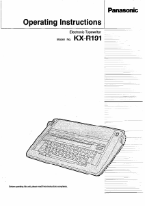 Bruksanvisning Panasonic KX-R191 Skrivmaskin