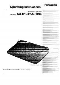 Bruksanvisning Panasonic KX-R194 Skrivmaskin