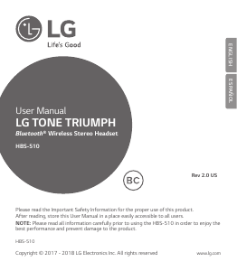 Handleiding LG HBS-510 Tone Triumph Headset