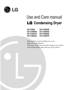 Manual LG TD-C70042E Dryer