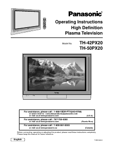 Manual Panasonic TH-50PX20UP Plasma Television