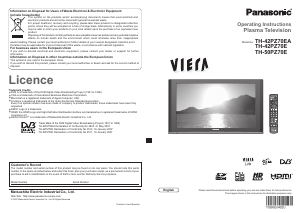 Bruksanvisning Panasonic TH-42PZ70E Viera Plasma TV