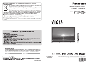 Manual Panasonic TH-50PV600EY Viera Plasma Television