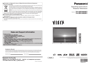 Bruksanvisning Panasonic TH-50PV600EY Viera Plasma TV