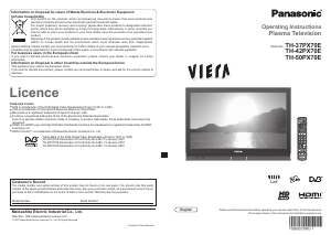 Bruksanvisning Panasonic TH-50PX70E Viera Plasma TV