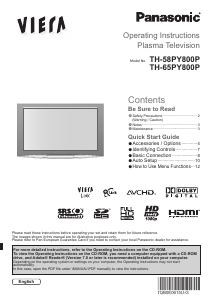 Manual Panasonic TH-65PY800P Viera Plasma Television