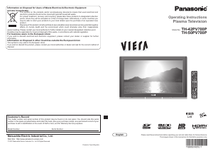 Bruksanvisning Panasonic TH-50PV700P Viera Plasma TV