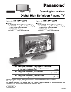 Manual Panasonic TH-50XVS30U Plasma Television