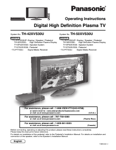 Bruksanvisning Panasonic TH-50XVS30U Plasma TV