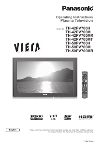 Bruksanvisning Panasonic TH-50PV700M Viera Plasma TV