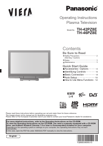 Manual Panasonic TH-46PZ8E Viera Plasma Television