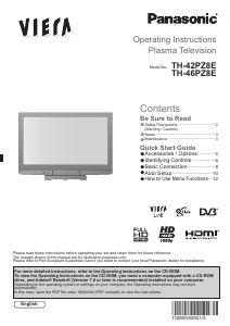 Bruksanvisning Panasonic TH-46PZ8E Viera Plasma TV