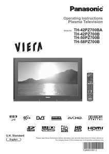 Bruksanvisning Panasonic TH-42PZ700BA Viera Plasma TV