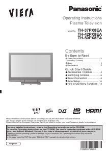 Bruksanvisning Panasonic TH-50PX8EA Viera Plasma TV