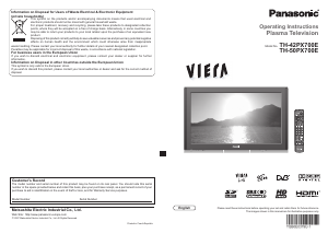 Manual Panasonic TH-42PX700E Viera Plasma Television
