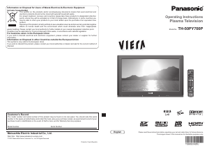 Manual Panasonic TH-50PY700P Viera Plasma Television