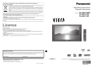 Bruksanvisning Panasonic TH-42PY70PA Viera Plasma TV