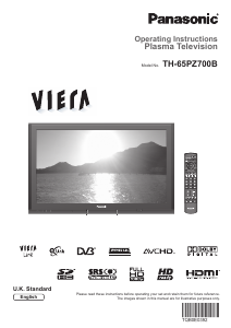 Bruksanvisning Panasonic TH-65PZ700B Viera Plasma TV