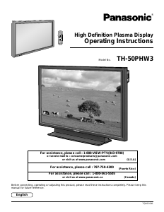 Bruksanvisning Panasonic TH-50PHW3U Plasma TV