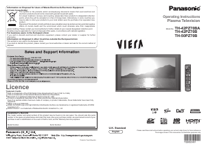 Bruksanvisning Panasonic TH-42PZ70B Viera Plasma TV