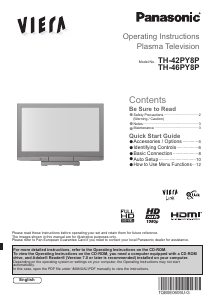 Bruksanvisning Panasonic TH-42PY8P Viera Plasma TV