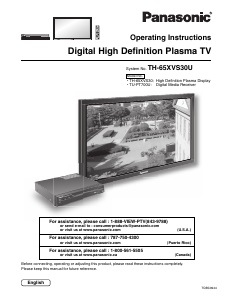 Manual Panasonic TH-65XVS30 Plasma Television