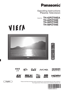Bruksanvisning Panasonic TH-58PZ700E Viera Plasma TV