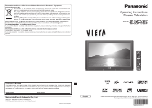 Manual Panasonic TH-42PY700P Viera Plasma Television
