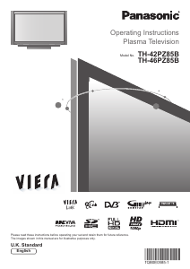 Bruksanvisning Panasonic TH-46PZ85B Viera Plasma TV
