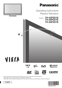 Bruksanvisning Panasonic TH-42PZ81E Viera Plasma TV